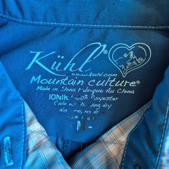KUHL Outdoor Camping Button-Up Shirt Lightweight Blue Plaid Long Sleeve Pocket - Picture 8 of 14
